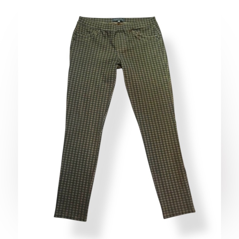 𝐒𝐀𝐍𝐂𝐓𝐔𝐀𝐑𝐘 Runway Ponte Dark  Gingham Slim stretch